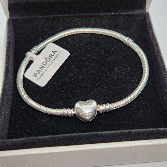 Pandora Moments Sparkling Heart Crown Claps Snake Chain Bracelet Size 7.9 inches - Picture 7 of 9